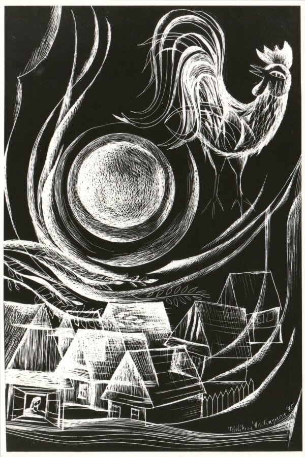 Jiřina Hartingerová – Tobolíková	 „Pozdrav ránu“ originál rytá kresba